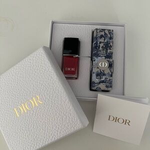 Red Dior lipstick and nails polish